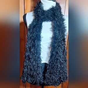Black Fuzzy Tube Scarf